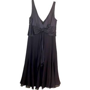 Vintage Maggy London Brown Silk Chiffon Sleeveless Cocktail Dress Size 6 Y2K